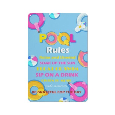 Pool Rules Metal Tin Sign Poolside Sign Indoor/Outdoor Swimming Pool Party Decorations for Pool House Home Swimming Pool Accessories 8x12 Inch