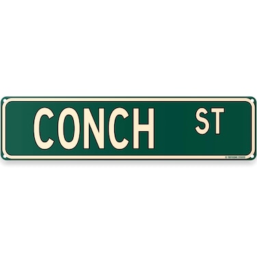 Conch St Street Sign 16" x 4" Funny Tin Pool Sign Shore Home Summer Beach House Tiki Decor (ConchStreet)