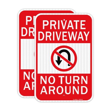 GicnKeuz Large Private Driveway Sign No Turn Around Sign, 18x12 Inches Private Drive Sign, Engineer Grade Reflective Aluminum, Fade Resistant/Waterproof, Indoor or Outdoor Use (2-Pack)