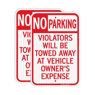GicnKeuz Large No Parking Signs,18x12 Inches Violators Will Be Towed Away at Vehicle Owner's Expense Signs, Engineer Grade Reflective Aluminum, Fade Resistant,Indoor or Outdoor Use (2-Pack)