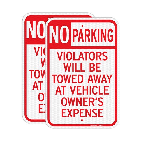 GicnKeuz Large No Parking Signs,18x12 Inches Violators Will Be Towed Away at Vehicle Owner&#39;s Expense Signs, Engineer Grade Reflective Aluminum, Fade Resistant,Indoor or Outdoor Use (2-Pack)