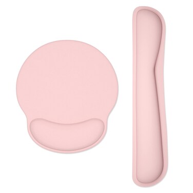 Dapesuom Keyboard Wrist Rest and Mouse Pad with Wrist Support, Memory Foam Wrist Rests for Keyboard and Mouse Set, Ergonomic Wrist Pad with Non Slip Base for Easy Typing &amp; Pain Relief,Pink