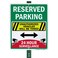 SmartSign 12" x 10" 'Reserved Parking Unauthorized Vehicles Towed, 24 Hour Surveillance' Yard Sign with 3 ft Stake, 40 mil Aluminum 3M Laminated Engineer Grade Reflective, Set of 1, USA-Made