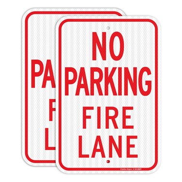 Faittoo No Parking Fire Lane Sign, 2-Pack 18 x 12 Inches Engineer Grade Reflective Sheeting Rust Free Aluminum, UV Protected, Weather/Fade Resistant, Easy to Install and Read, Indoor/Outdoors Use