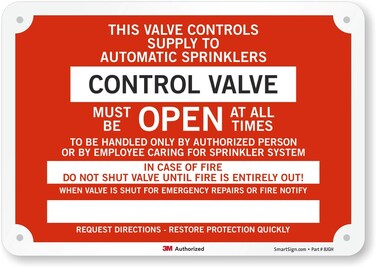 SmartSign "Control Valve" Fire Sprinkler Identification Sign   7" x 10" 3M Engineer Grade Reflective Aluminum