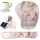 Keyboard Wrist Rest Pad Ergonomic Mouse Pad Set,Non-Slip PU Base for Laptop, Home, Gaming, Office,Matching Elephant Pen Holder and Cup Coaster(Rose Gold Marble)