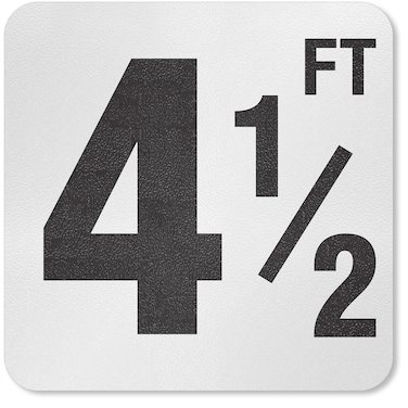 SmartSign &ldquo;4 and 1/2 Ft&rdquo; Adhesive Pool Depth Marker/Sign, 4" Letter Height, 20 mil Laminated Vinyl with Anti-Skid Pebbled Surface, 5.75" x 5.75", Black and White, Made in USA