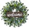 Dremisland Green Eucalyptus Wreath with Welcome Sign 22in Spring Summer Artificial Eucalyptus Wreath for Front Door Polytype Leaves Wreath for Wall Window Festival Farmhouse Patio Garden Decor (Brown)