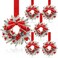 Dingion 6 Pcs 6" Christmas Wreath Mini Cabinet Wreaths for Kitchen with Ribbon Bows Red Berry Small Window Wreaths for Window Door Farmhouse Wreath Christmas Party Decorations(Classic Style)