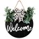 3D Front Door Welcome Wreath - Farmhouse Welcome Sign for Front Door - Vertical Concave Stripes Wooden Front Door Wreaths for Home Decor(Black) - Housewarming Gift