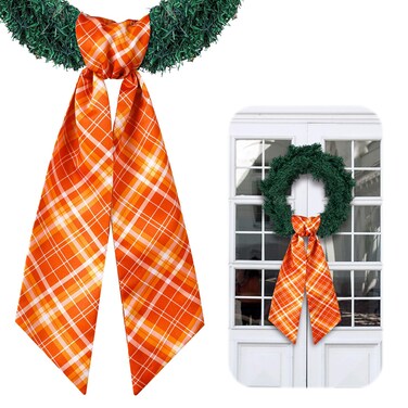 VitalCozy Wreath Sash for Front Door Wreath Satin Sash for Wreath Embroidery Monogram Wreath Sash Accessories Xmas Party Yard Doorway Indoor Outdoor Wall(Autumn)