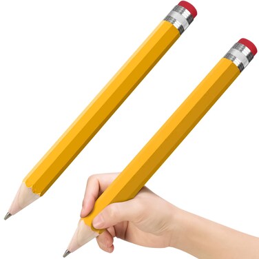 lyforx Wooden Jumbo Pencils 13.3'' Funny Giant Pencil For Party Favors Novelty Large Pencil For School Home Office Prop Supplies 2pcs Yellow