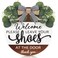 3D Welcome Wreath Bow-knot Front Door Wood Sign Hanging, Please Leave Your Shoes Funny Sign Round Plaque, Shoes Off No Shoes Sign for Home Porch Entrance Decoration