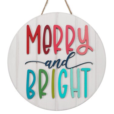 3D Merry Christmas Ornament Door Hanger Farmhouse Style Christmas Front Door Sign Christmas Decor Wooden Wreath