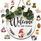 Mrocioa Welcome Sign, 14 x 14 inches, Decorative Signage with Interchangeable Gnome Icons, Seasonal Wood Wreaths Front Door Decorations, Housewarming Gift