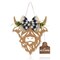 Weysat Highland Cow Decor Cow Head Door Wreath Sign Wooden Cow Wall Decor Cow Gifts Front Door Porch Farmhouse Decor Indoor Outdoor(Wood Color)