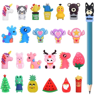 ELECLAND 27 Pieces Pencil Toppers Animal Pencil Toppers Dinosaur Pen Toppers Clip on Pencil Classroom Prizes for Kids Office School Supplies Party Favors