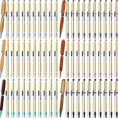 Colarr 60 Pcs Pen Kits for Woodturning 7mm Slimline Pen Bulk Twist Pen Kit with Refill Starter Package Woodturning Project for Making Copper Pen DIY Crafts Gifts (6 Colors)