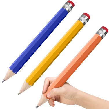 lyforx 3 Pack Wooden Jumbo Pencils 13.3'' Funny Giant Pencil For Party Favors Novelty Large Pencil For School Home Office Prop Supplies Blue Yellow Orange