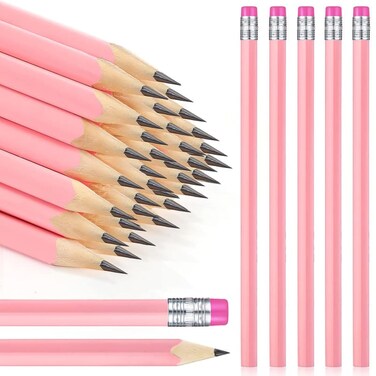 Tinlade 50 Pcs Triangular Grip Pencils Wedding Pencils HB Graphite Pencil Pack Wood Pencils with Eraser for Back to School Drawing Sketching Bridal Shower Office Supplies(Pink)