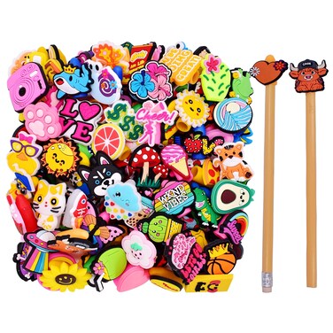 Gibleitz Random Different Pencil Cover 50PCS Pencil Tip Cover Mixed Cute Pencil Cap for Tips PVC Pencil Topper Decoration for Wooden Pencils School Prize Classroom Reward Student Gift