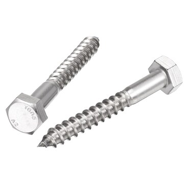 uxcell Hex Lag Screws, M10 x 80mm 304 Stainless Steel Half Thread Self-Tapping Bolts for Wood Screw 5Pcs