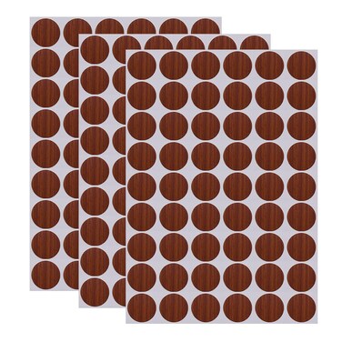 162 PCS in 3 Sheets Self-Adhesive Screw Hole Stickers Plastic Screw Covers Caps Plastic Screw Free Sticker Wood Textured Cover 21mm/0.82" Dia for Wooden Furniture Cherry Wood