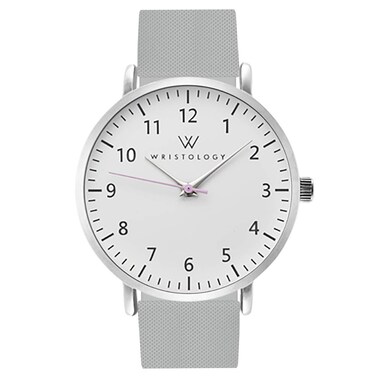 Wristology Numbers Womens Nurse Watch in Silver - Interchangeable Grey Silicone Band Watch for Nurses Large Easy Read Analog Watch with Second Hand for Women, Men, Nurses, Teachers, SWS005