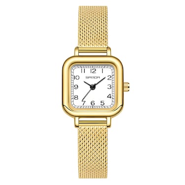 Vintage Square Watches for Women Updated Ladies Quartz Wrist Watches Stainless Steel Band Womens Small Gold Watch Luxury Casual Fashion Bracelet (Mesh Gold)