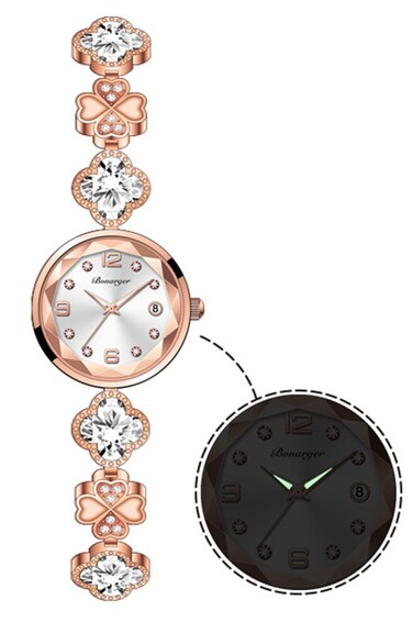 BESTKANG Women's Bracelet Watch Women Luxury Dress Ladies Stainless Steel Luminous Waterproof Date Wrist Watches (White)