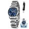 OLEVS Watch Women Silver Blue Small Watches for Women Fashion Waterproof Womens Watches for Small Wrists Stainless Steel Women's Watches with Date Diamond Watch Women