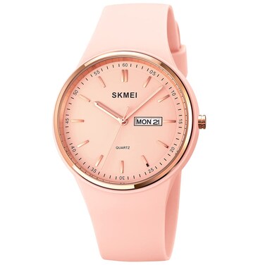 SKMEI Watches for Women Young Lady Sports Silicone Band Big Face Large Waterproof Fashion Casual Simple Quartz Analog Day Date Girls Gift Pink Wrist Watch