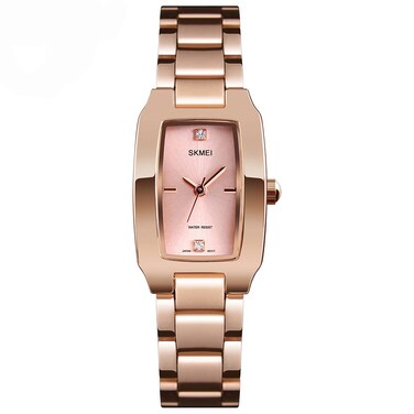 SKMEI Watches for Women Ladies Female Simple Square Stainless Luxury Fashion Small Slim Analog Quartz Waterproof Dress Casual Wife Girls Gifts Rose Gold Wrist Watch