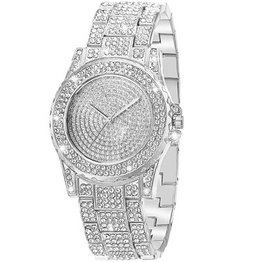 ManChDa Diamond Watch Silver Watch Women Iced Out Watch Bling Rhinestone Watches Women Full Diamonds Watch Quartz Crystal Stainless Steel Watch Women Wrist Watch Lady Watch