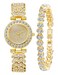 BESTKANG Women Diamond Watchs Luxury Fashion Ladies Bangle Bracelet Set Wrist Watch Female Dress Watch (Silver) (Full Gold)
