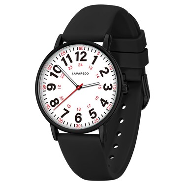Bomieux Mens Watch,Waterproof Wrist Watch for Women,Easy to Read Nurse Watch with Luminous Dial and Japanese Quartz Movement,Military Time Watch with Second Hand, 12/24 Hours,Silicone Band