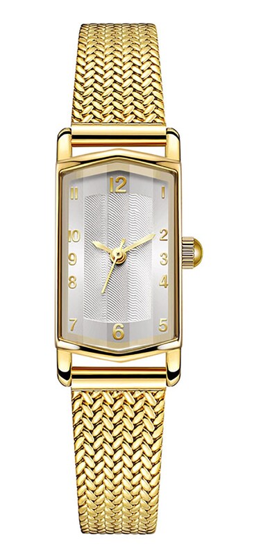 ADSBIAOYE Women's stainless steel Watch Dainty Square Womens Watches Classic Vintage Ladies Quartz Small Watches Gifts (Gold white), Z1036