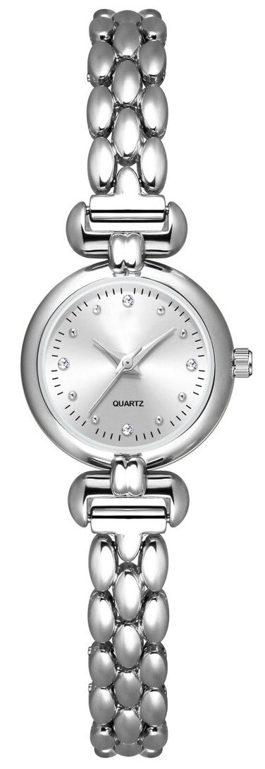 ADSBIAOYE Petite Womens Round Simple Wrist Watch Fashion Dress Diamond Female Watches for Ladies Analog Quartz Stainless Steel Waterproof Watch (1 Silver), Y-FA1792