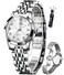 OLEVS Womens Watches Silver Dress Small Face Diamond Sterling Fashion Watches for Women with Date Stainless Steel Waterproof Luminous Women's Wrist Watches Reloj para Mujer