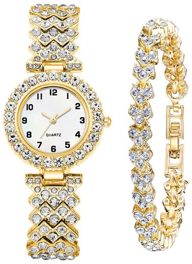 BESTKANG Women Diamond Watchs Luxury Fashion Ladies Bangle Bracelet Set Wrist Watch Female Dress Watch (Silver) (01 Gold)