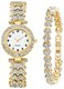 BESTKANG Women Diamond Watchs Luxury Fashion Ladies Bangle Bracelet Set Wrist Watch Female Dress Watch (Silver) (01 Gold)