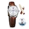 OLEVS Classic Leather Watches for Women, Business Dress Arabic Numerals Ladies Watches, Day Date Waterproof Analog Quartz Womens Wrist Watches Brown Leather Strap White Face Relojes para Mujer
