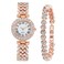 CdyBox Lady Elegant Small Dial Quartz Watch with Diamond Bracelet Watch Set Dress Wrist Watches (Rose Gold)