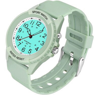 PROKING Waterproof Nurse Watch for Medical Professionals,Women Men, 24 Hour with Second Hand, Night Light, Military Time Easy to Read Dial, Soft and Breathable Silicone Band (Green)