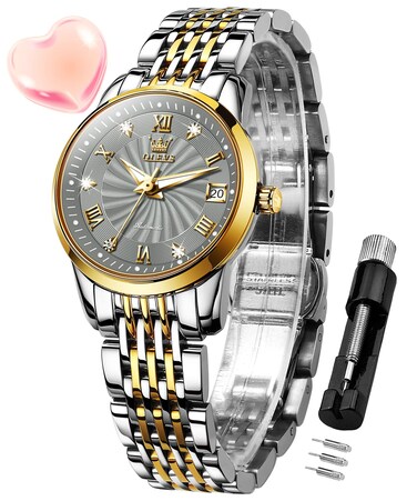 OLEVS Womens Automatic Watch Diamond Fashion Luxury Dress Mechanical Self Winding Stainless Steel Ladies Wrist Watches for Women Luminous Waterproof