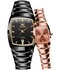 OLEVS Couple Watch Men and Women His and Her Watches Set Analog Date Diamond Stainless Steel Waterproof Luminous Wrist Watch Rose Gold Black