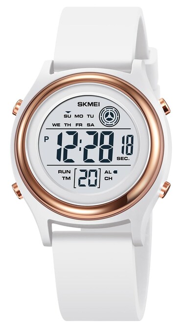 MASTOP Fashion LED Light Digital Sport Watches Stopwatch Calendar Clock 5Bar Waterproof Multifunctional Wristwatch (z Rose Gold White)