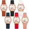 CdyBox Wholesale Aqua-Beaded Band Watch 6 Pack Bling Rhinestone Accented Jelly Dress Wirst Watches Flower Ladies Women Watch (Flower1)