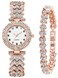 BESTKANG Women Diamond Watchs Luxury Fashion Ladies Bangle Bracelet Set Wrist Watch Female Dress Watch (Silver) (01 Rose Gold)