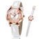 OLEVS Watch Womens Diamond Dress Leather Watches for Women Waterproof Simple Womens Watches Stainless Steel Fashion Analog Watch for Women White Rose Gold Dainty Ladies Watches for Small Wrists